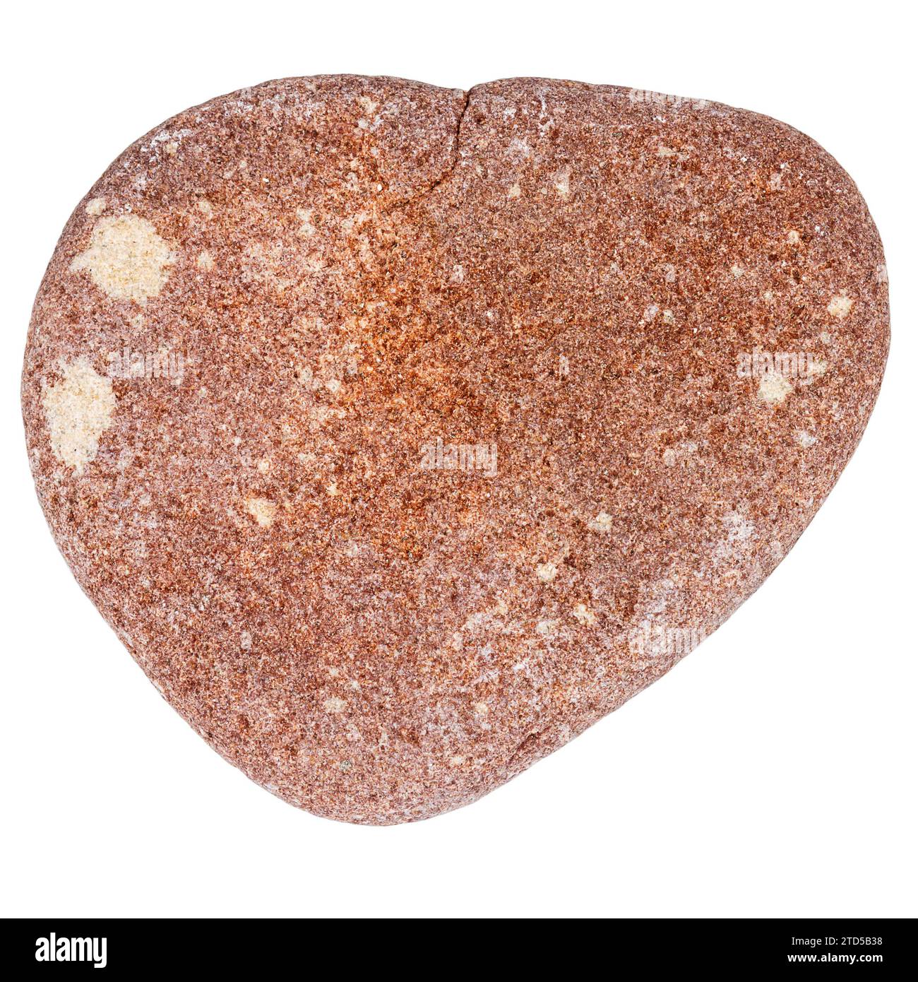 Top view of single red pebble isolated on white background. Stock Photo