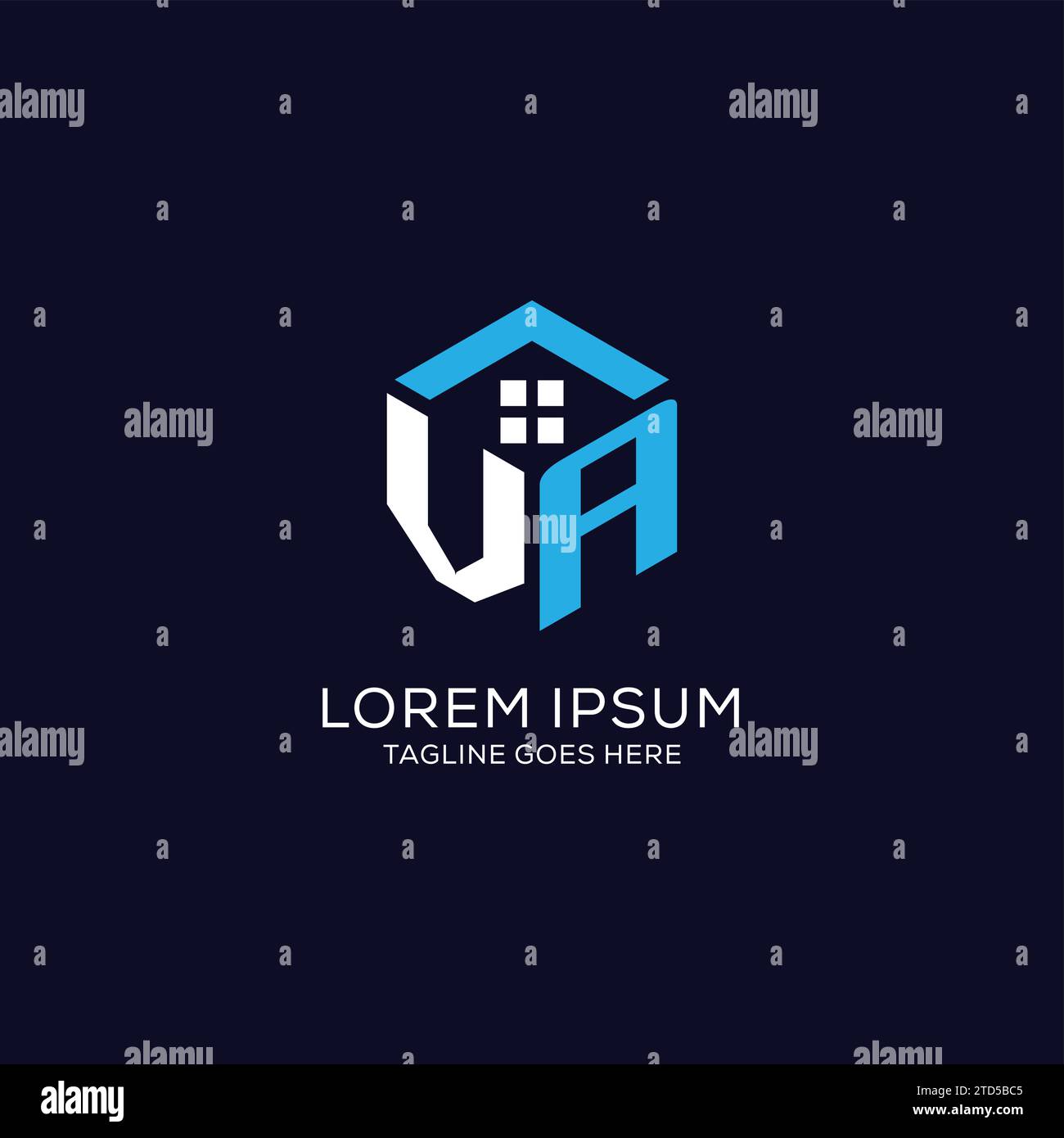 Initial logo VA monogram with abstract house hexagon shape, clean and ...