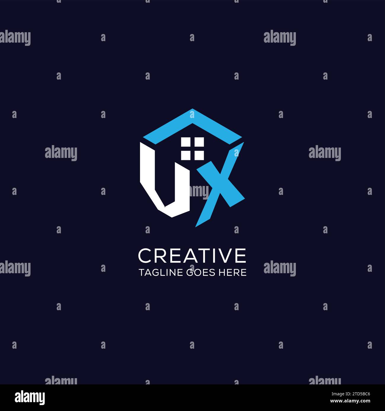 Initial logo VX monogram with abstract house hexagon shape, clean and ...