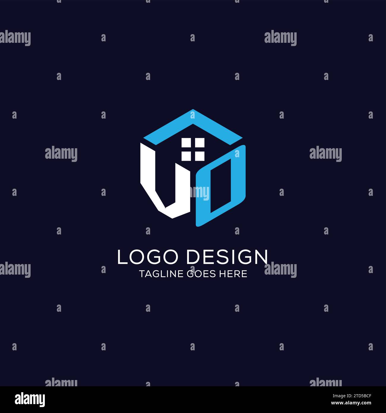 Initial logo VO monogram with abstract house hexagon shape, clean and ...