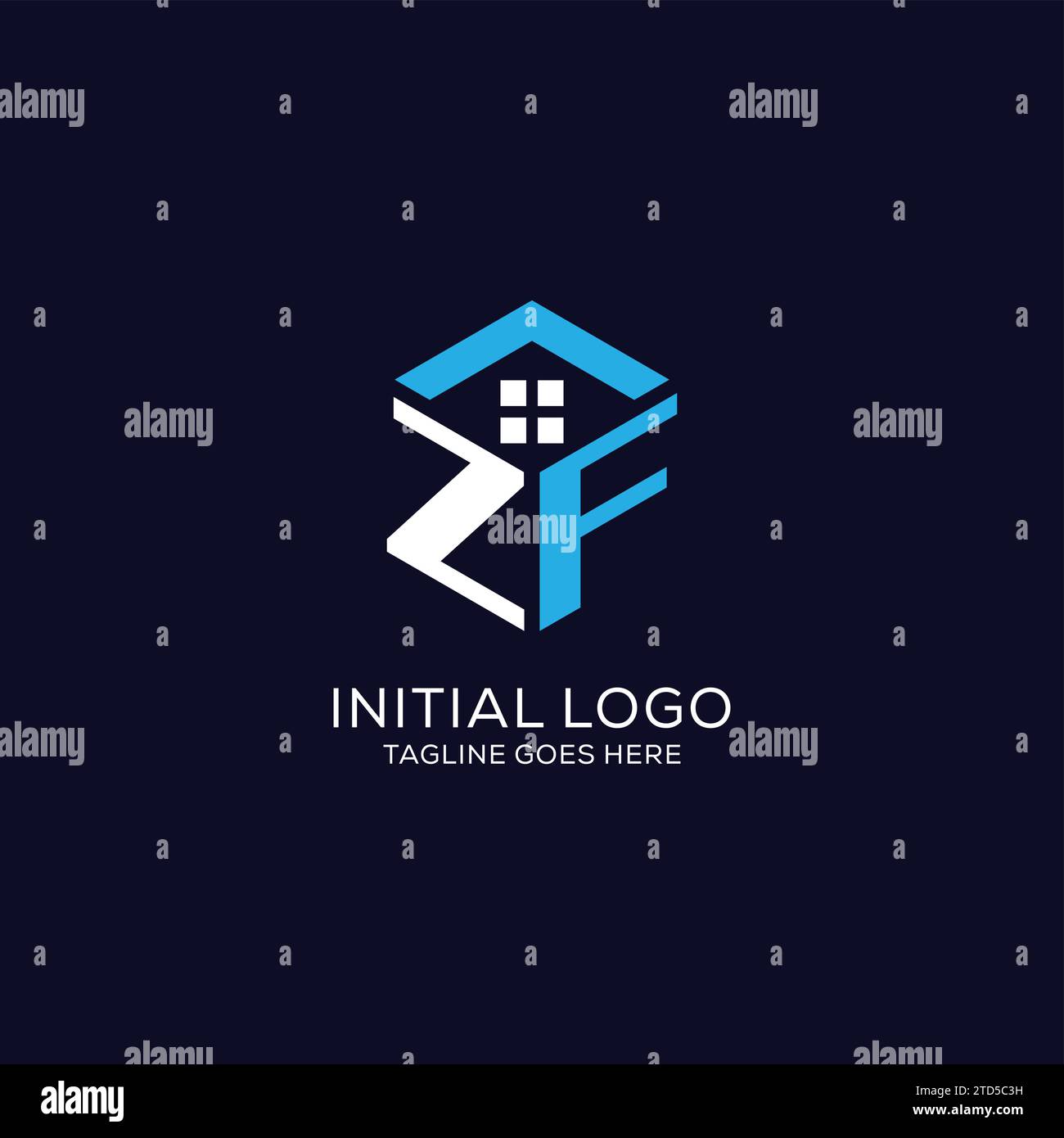 Initial logo ZF monogram with abstract house hexagon shape, clean and ...