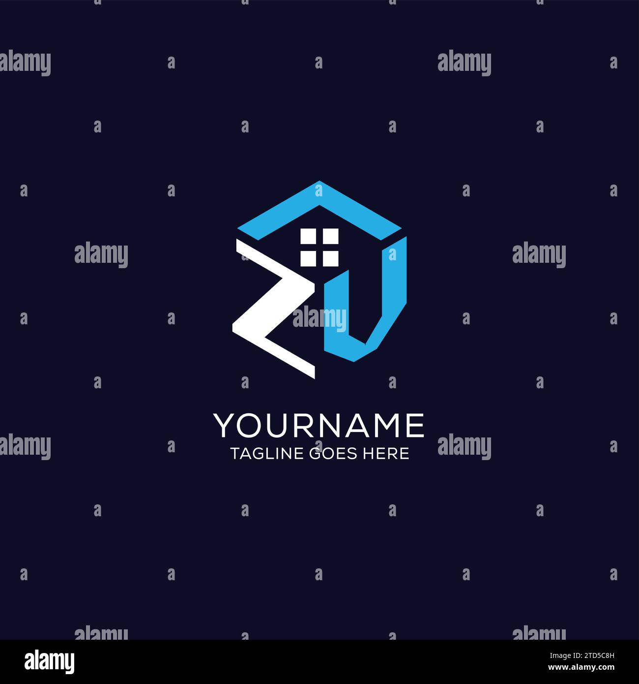 Initial logo ZV monogram with abstract house hexagon shape, clean and ...