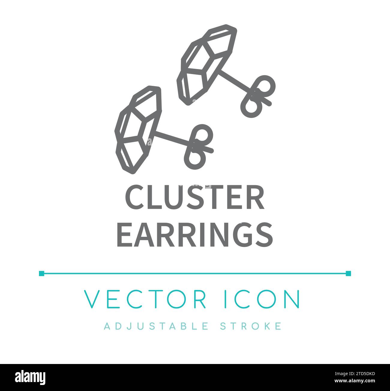 Cluster Earrings Jewelry Vector Line Icon Stock Vector