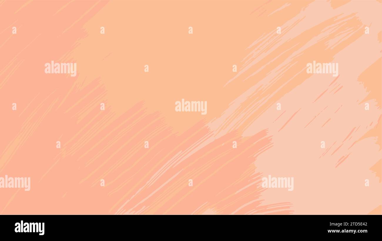 Abstract background with color of year 2024 Peach Fuzz. Brush strokes of paint. Smooth flow and blending of colors, splash of color. Oblique lines. Fo Stock Vector