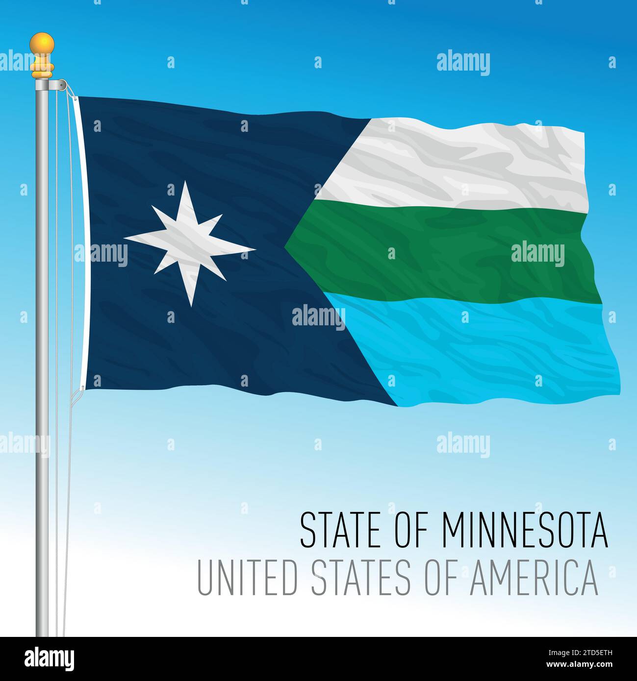 Minnesota new federal state waving flag, 2023, United States, vector illustration Stock Vector