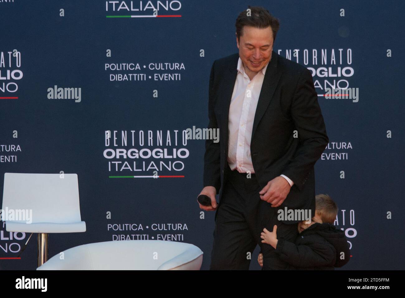 12/16/2023 Rome, Atreju 2023, meeting with the CEO of Tesla, SpaceX, Neuralink, OpenAI, X, Elon Musk Stock Photo