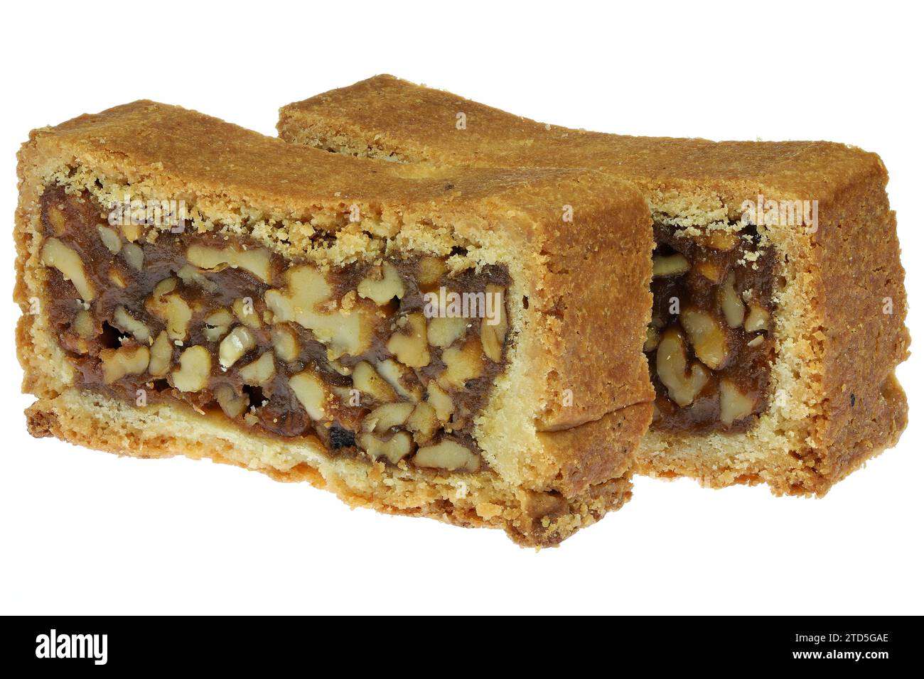 Engadine walnut cake isolated on white background Stock Photo