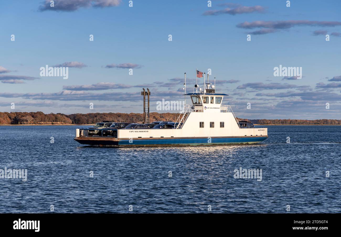 Shelter Island South Ferry, captain nick morehead in route to shelter