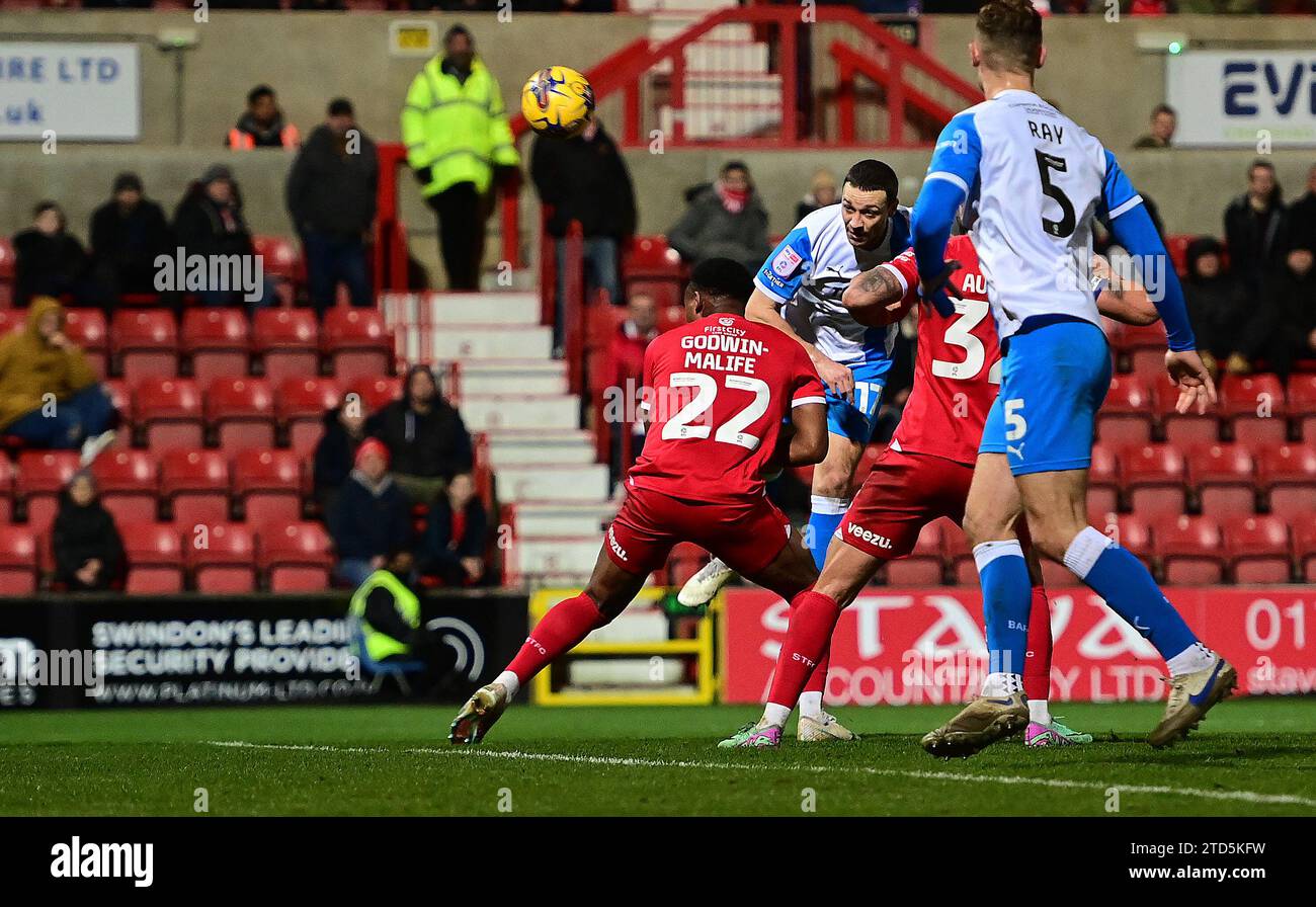 during the Sky Bet League 2 match between Swindon Town and Barrow at the County Ground, Swindon on Saturday 16th December 2023. (Photo: Howard Roe | MI News) Stock Photo