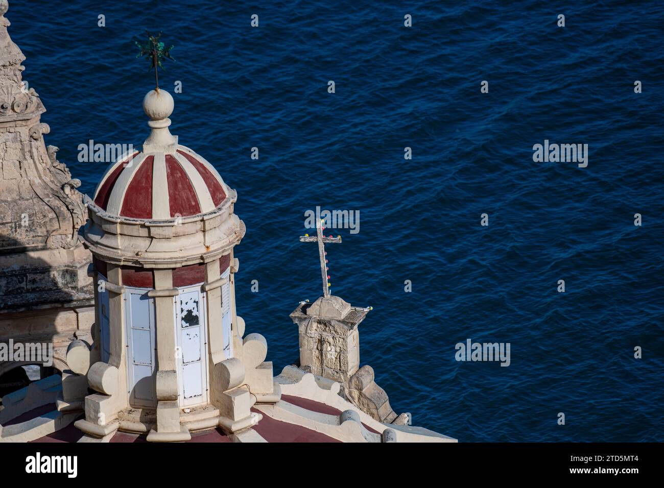 Our Lady of Liasse church dome and cross in Valletta, Malta Stock Photo