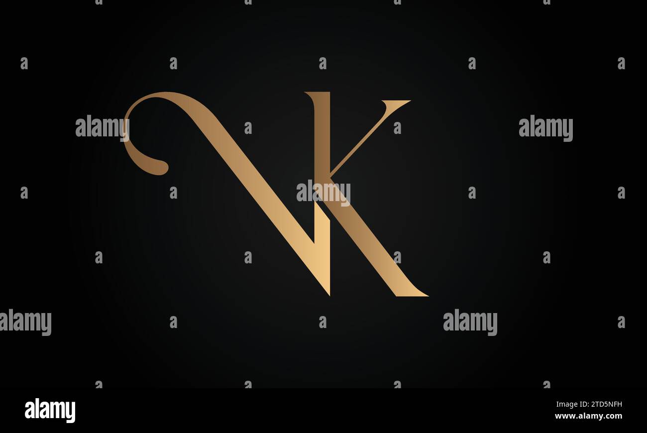 Luxury Initial VK or KV Monogram Text Letter Logo Design Stock Vector