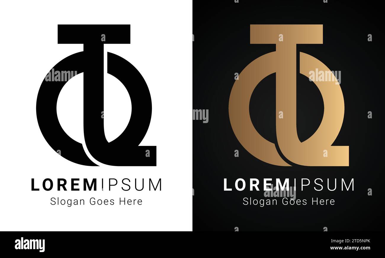 Luxury Initial QJ or JQ Monogram Text Letter Logo Design Stock Vector