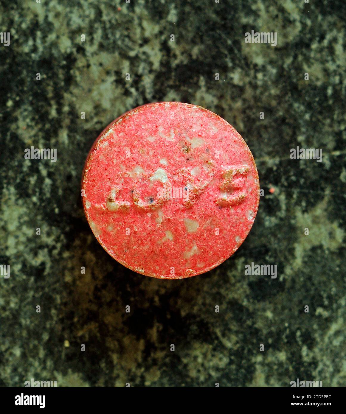 RED PEACE & LOVE ECSTASY PILL- ECSTASY TABLETS - MDMA Stock Photo