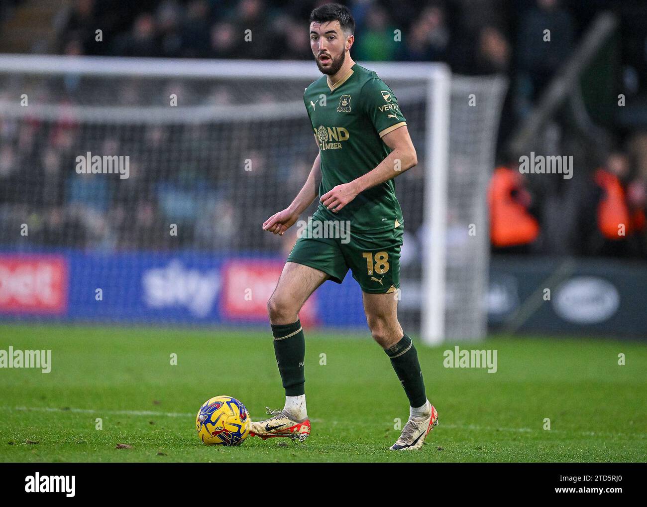 Finn Azaz #18 of Plymouth Argyle on the ball during the Sky Bet ...