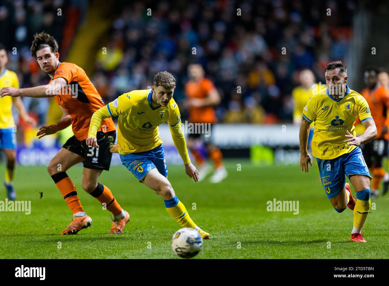 Dundee, Scotland. 16 December 2023.  Raith look to break after Declan Gallagher (31 - Dundee United) loses the ball  Dundee United Vs Raith Rovers - Cinch Championship  Credit: Raymond Davies / Alamy Live News Stock Photo