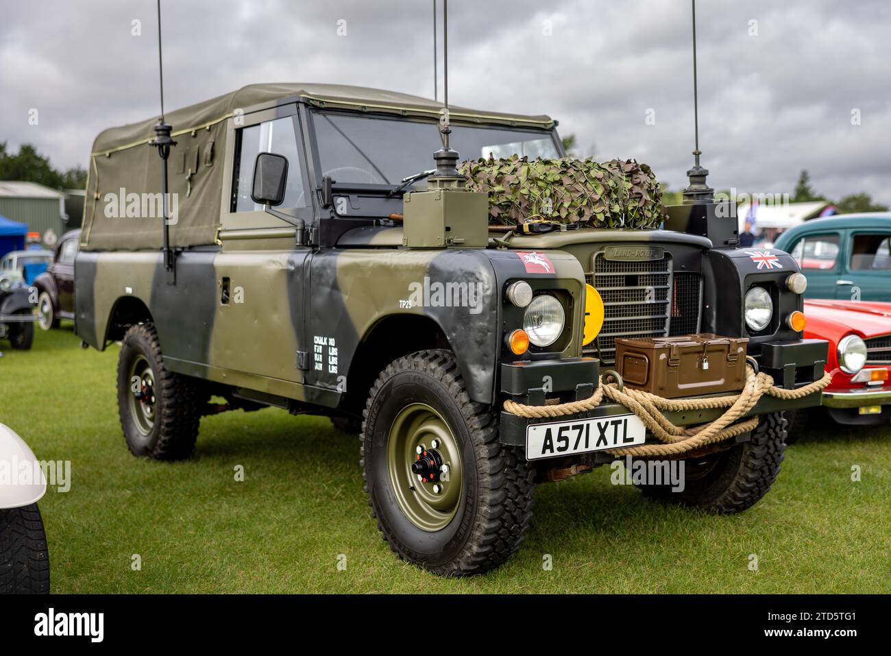 1983 Land Rover Defender 110, on display at the Race Day Airshow held at Shuttleworth on the 2nd October 2023. Stock Photo