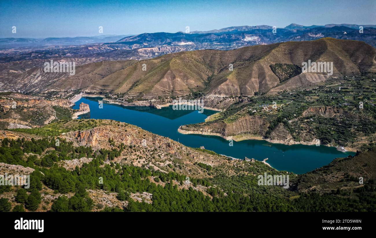 A beautiful view of a dam somewhere in Spain. Stock Photo