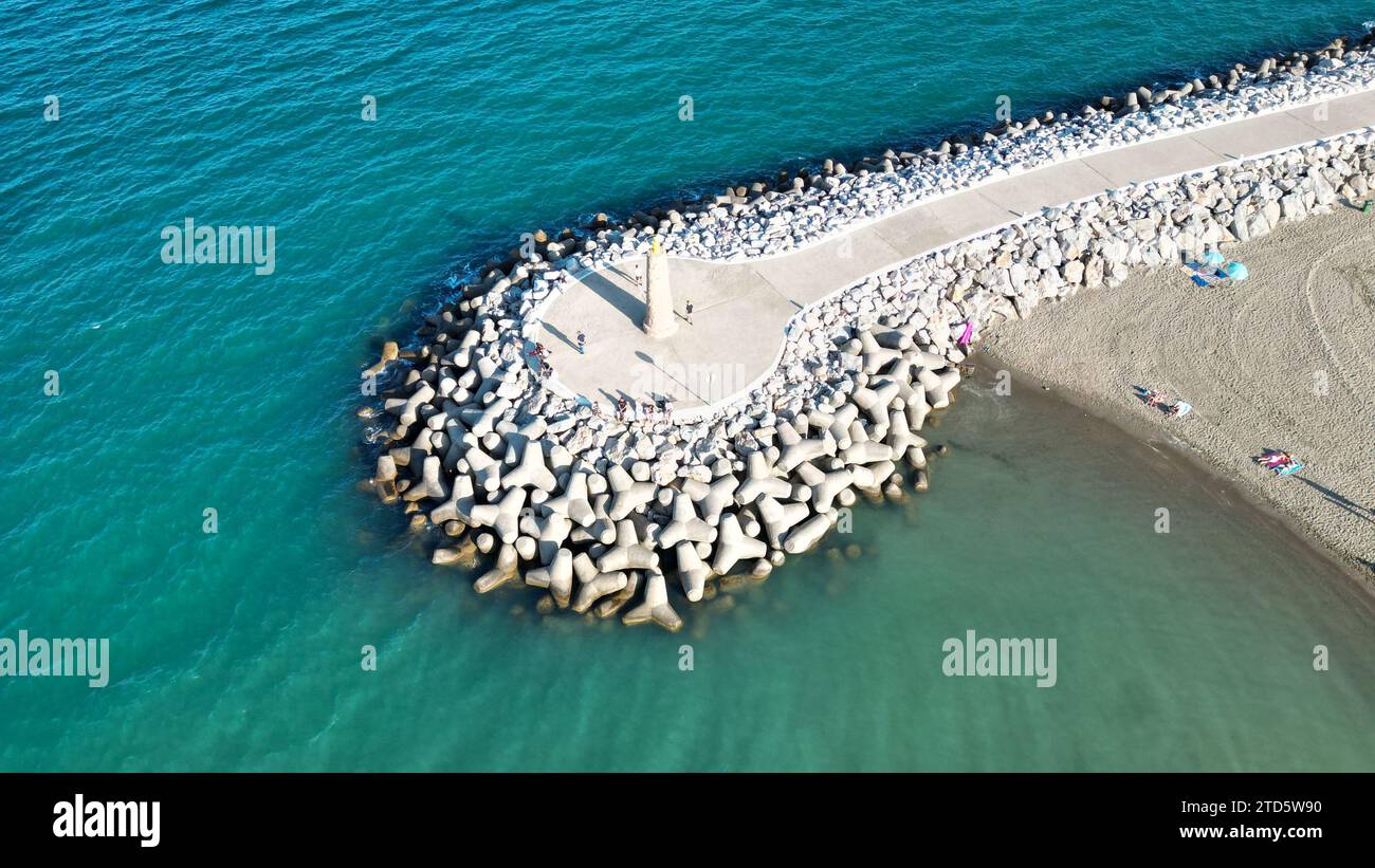 Just a little lighthouse somewhere in Spain. Stock Photo