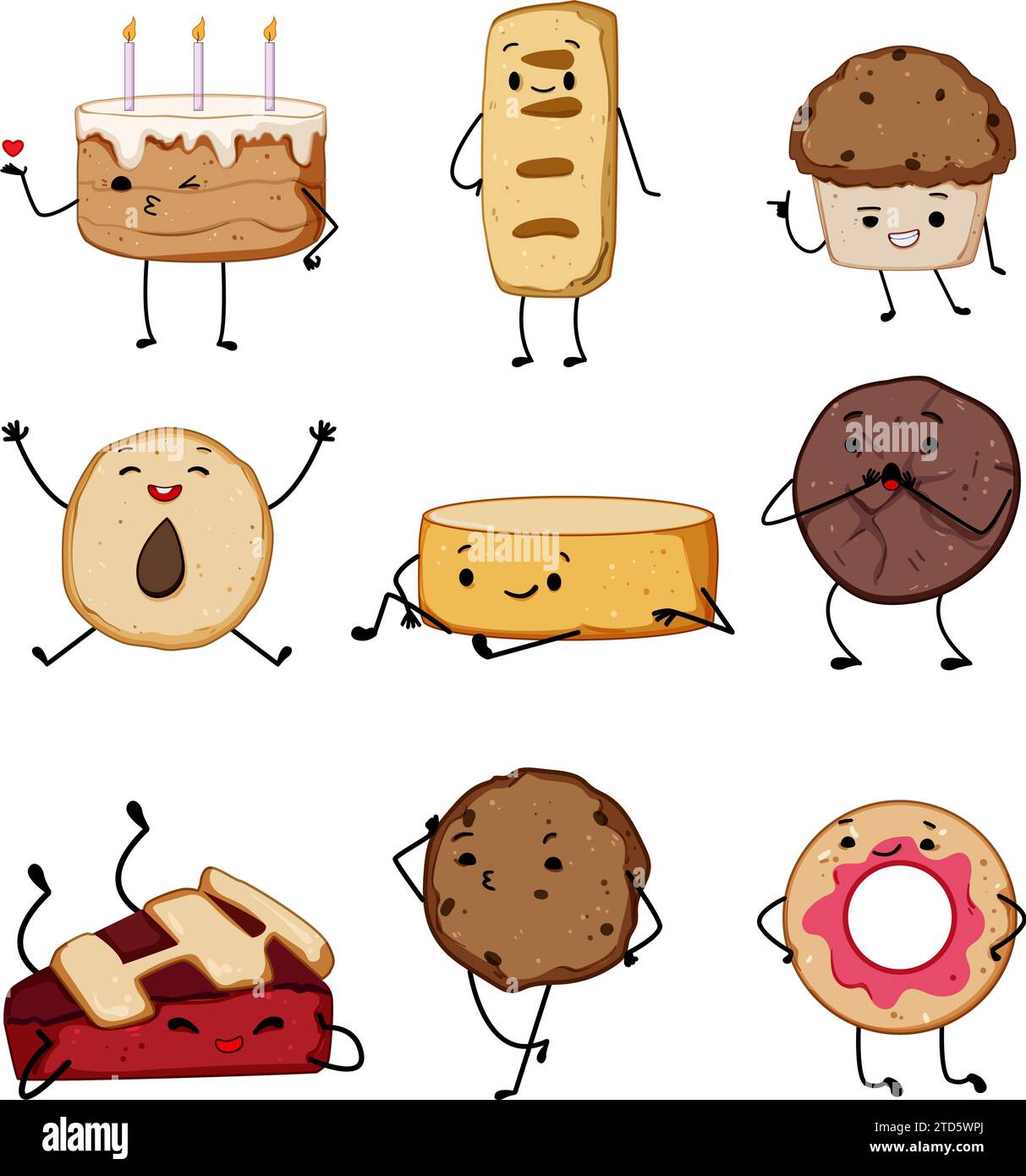dessert character set cartoon vector illustration Stock Vector Image