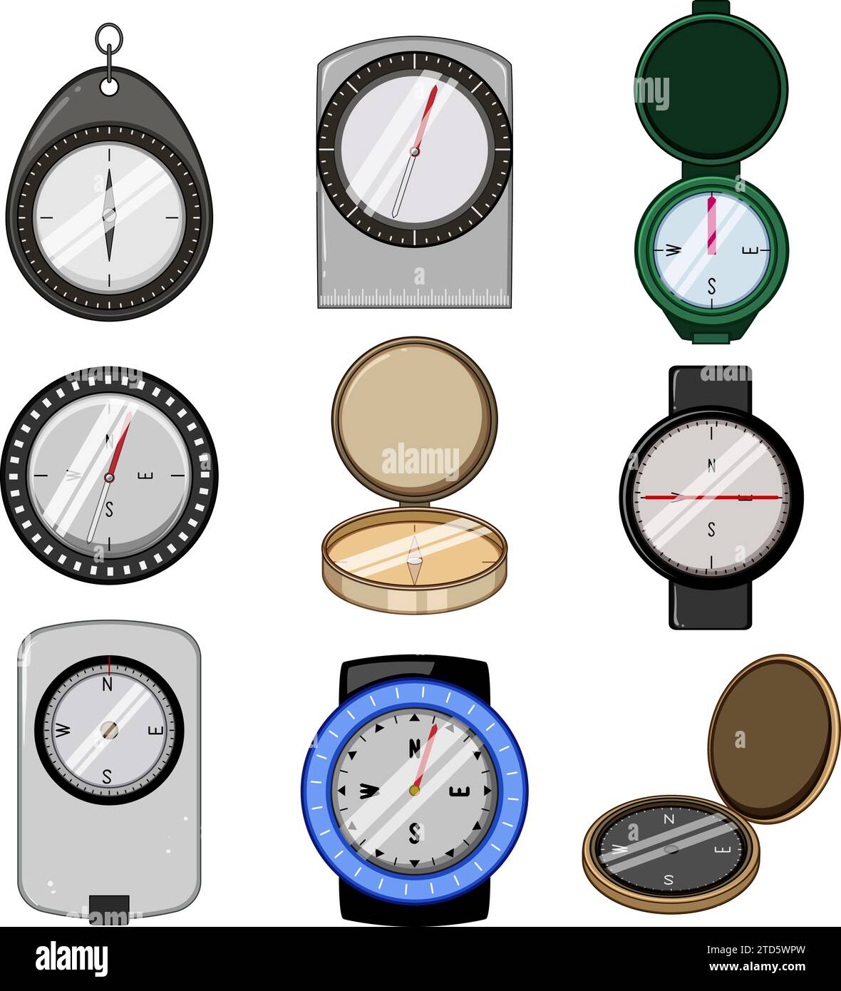 compass set cartoon vector illustration Stock Vector Image & Art - Alamy