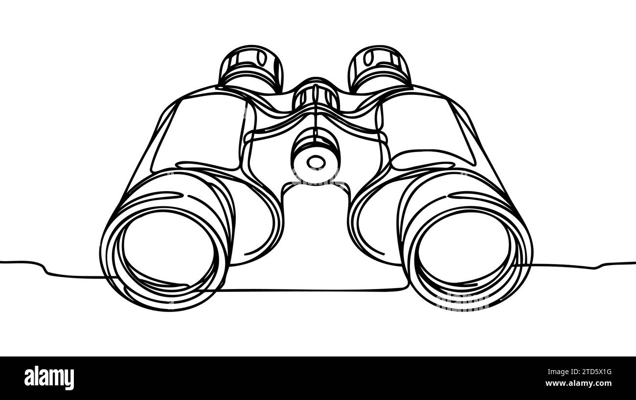 Binocular continuous single line drawing. Vector illustration Stock