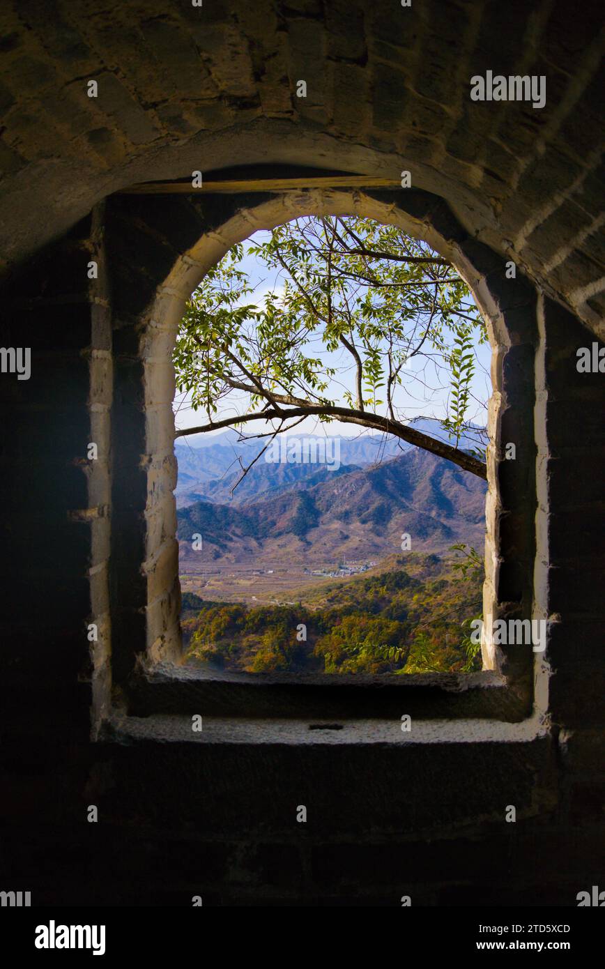 The view from the window in Mutianyu Great Wall, China Stock Photo