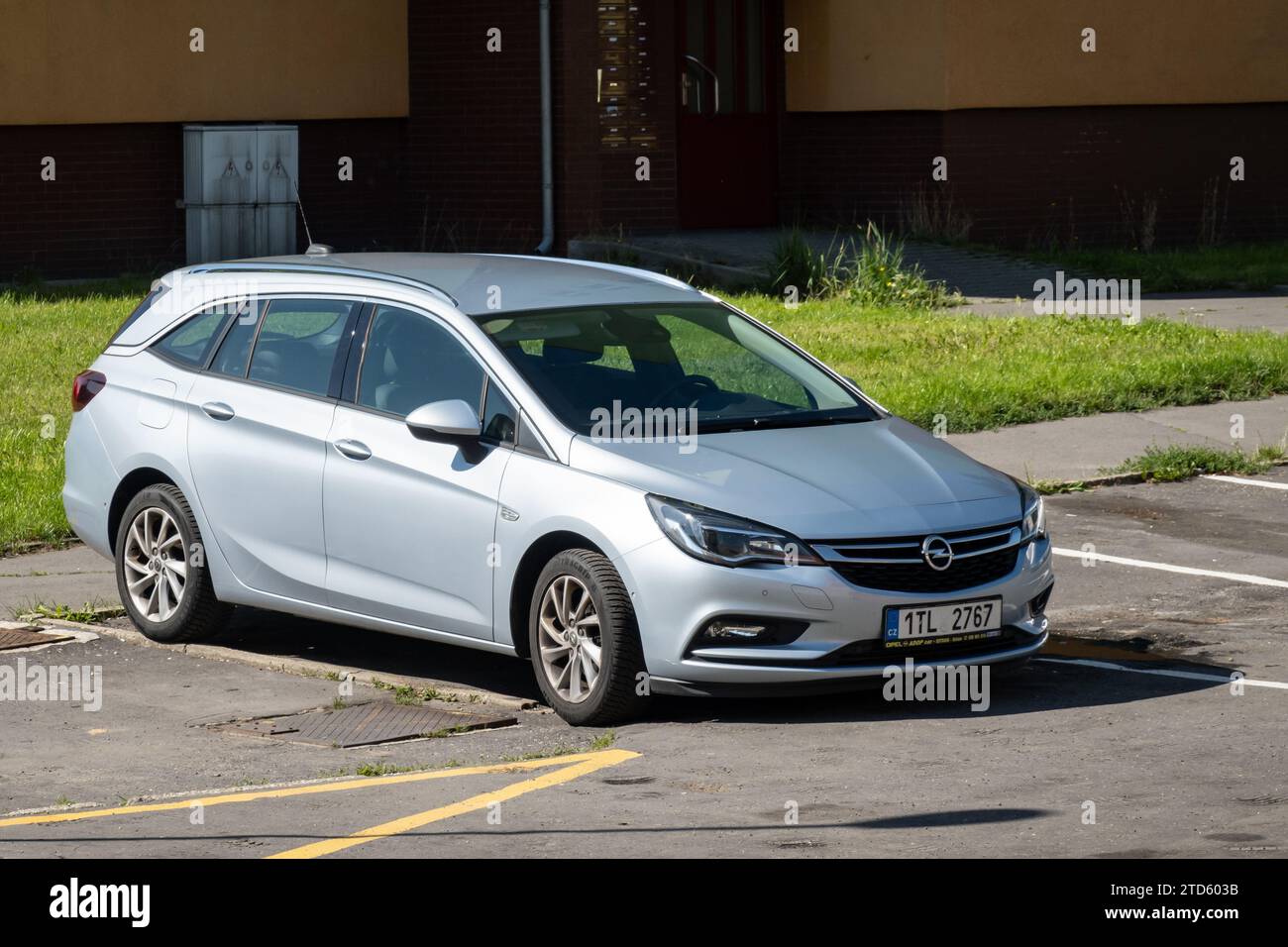 HAVIROV, CZECH REPUBLIC - AUGUST 2, 2023: Opel Vauxhall Astra K Caravan estate car Stock Photo
