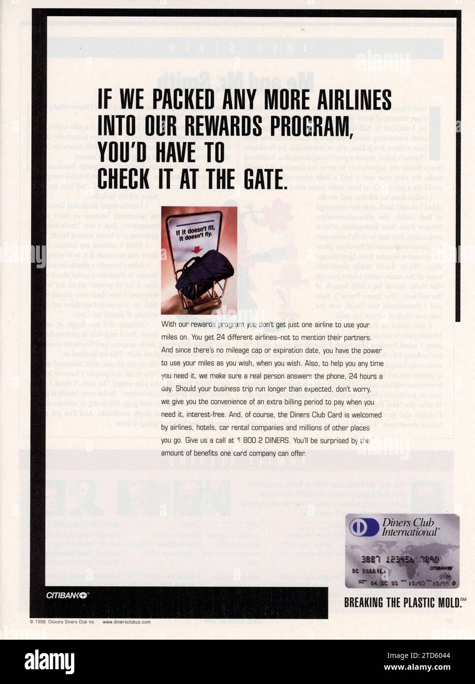 Vintage 'Time' Magazine 19 April 1999 issue Advert, USA Stock Photo