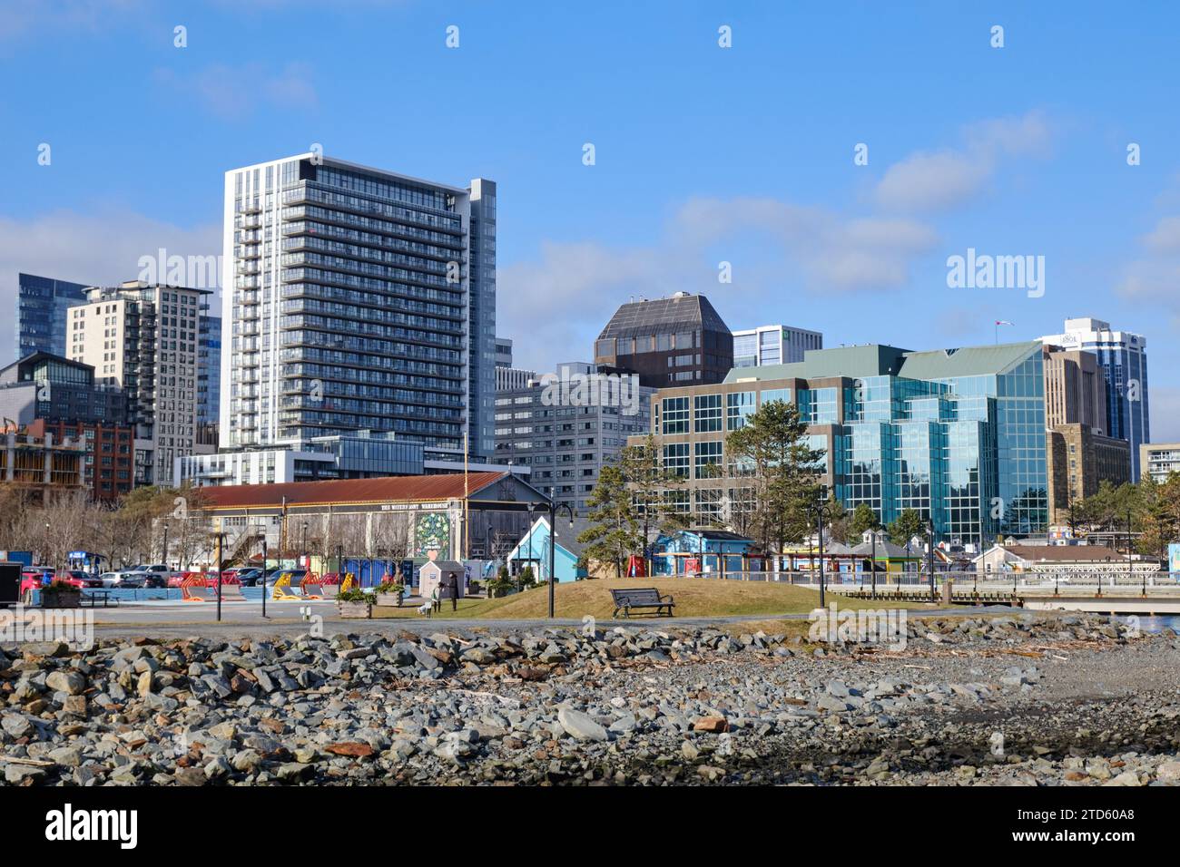 Halifax downtown buidlings seen from the waterfront boardwalk Stock Photo