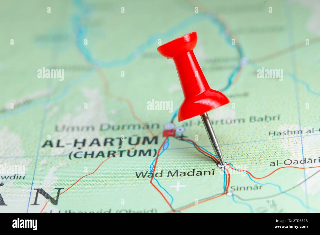 Wad Madani, Sudan pin on map Stock Photo Alamy