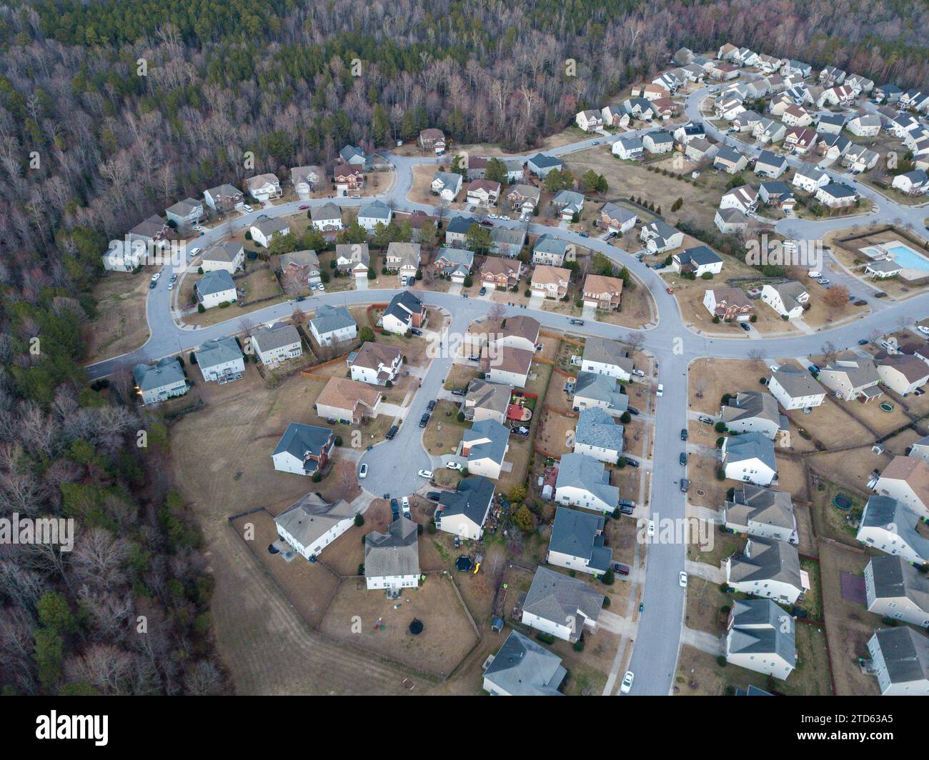drone images of suburban single family home subdivisions in the united states Stock Photo