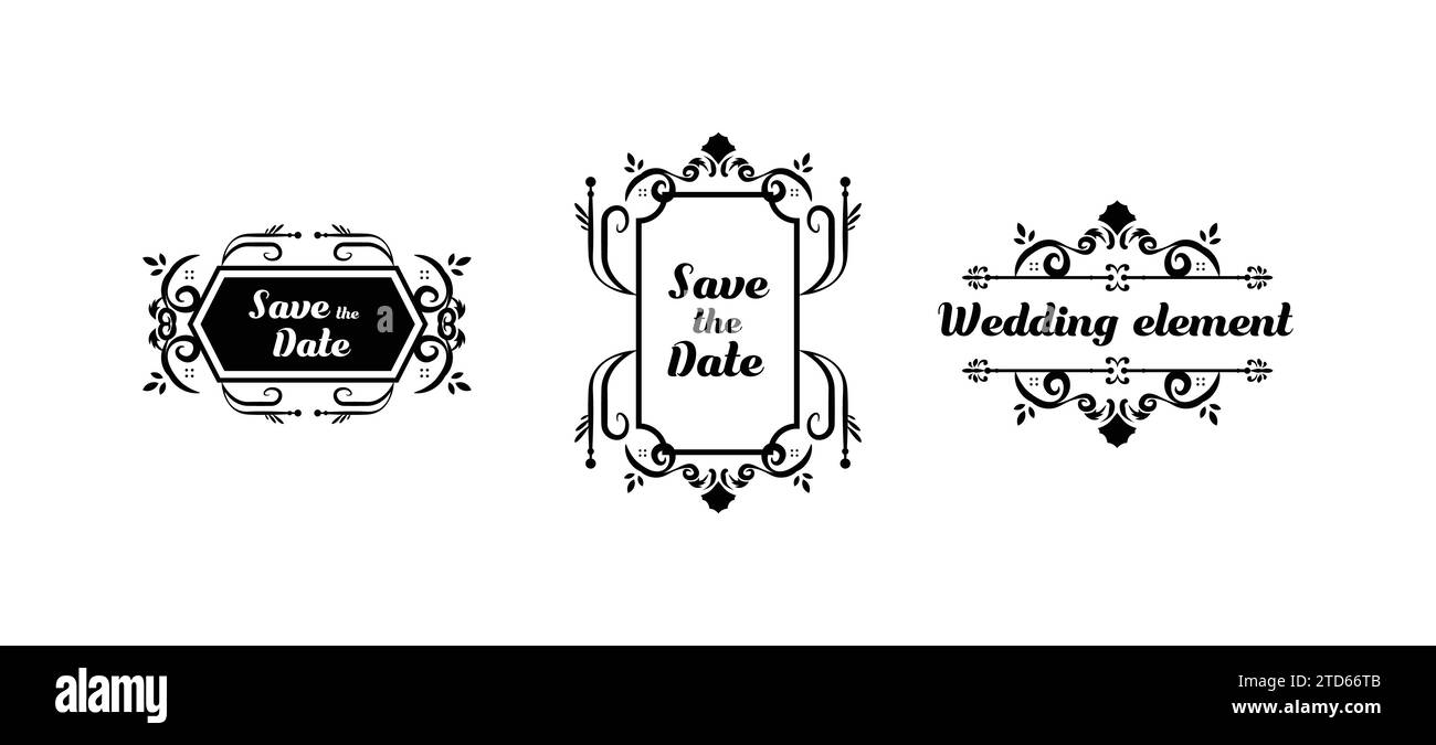 Set of decorative vintage wedding frame set illustration Stock Vector ...