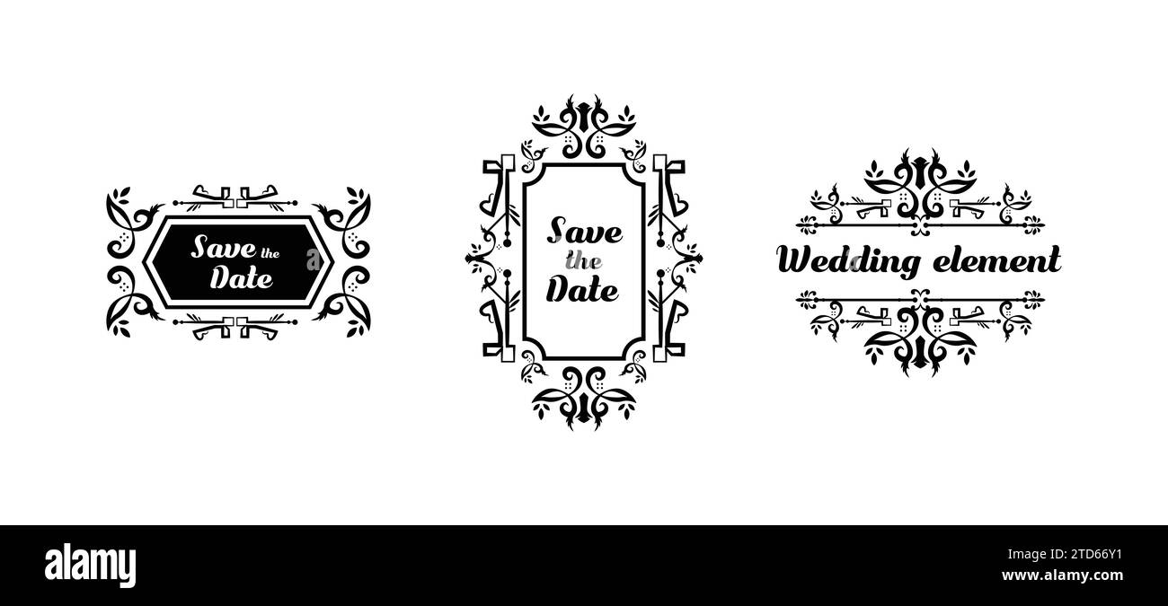 Set of decorative vintage wedding frame set vector Stock Vector Image ...