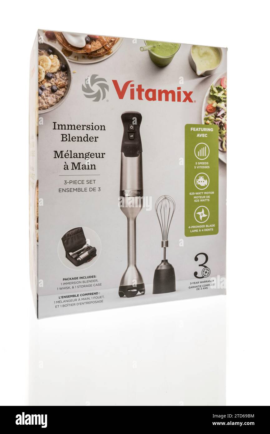 Winneconne, WI - 2 December 2023: A package of Vitamix immersion blender on an isolated background Stock Photo