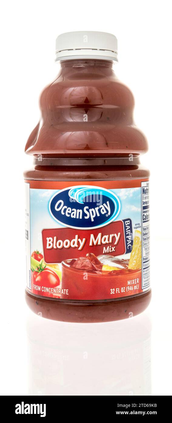 Winneconne, WI 10 December 2023 A bottle of Ocean Spray bloody mary
