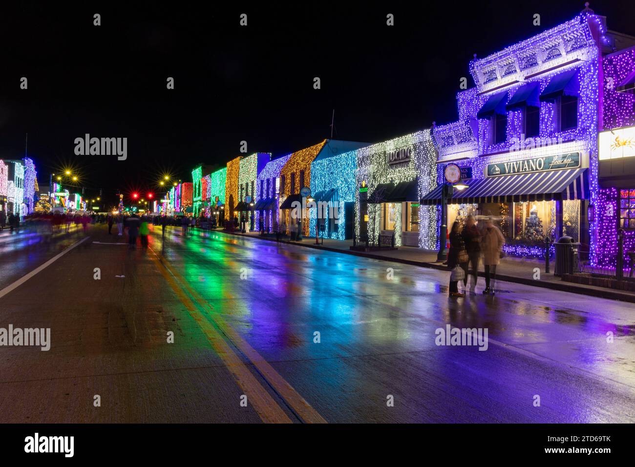 Christmas lights in downtown Rochester Michigan Stock Photo Alamy
