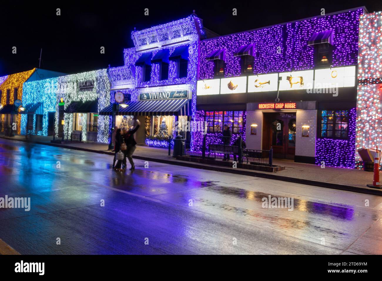 Christmas lights in downtown Rochester Michigan Stock Photo Alamy