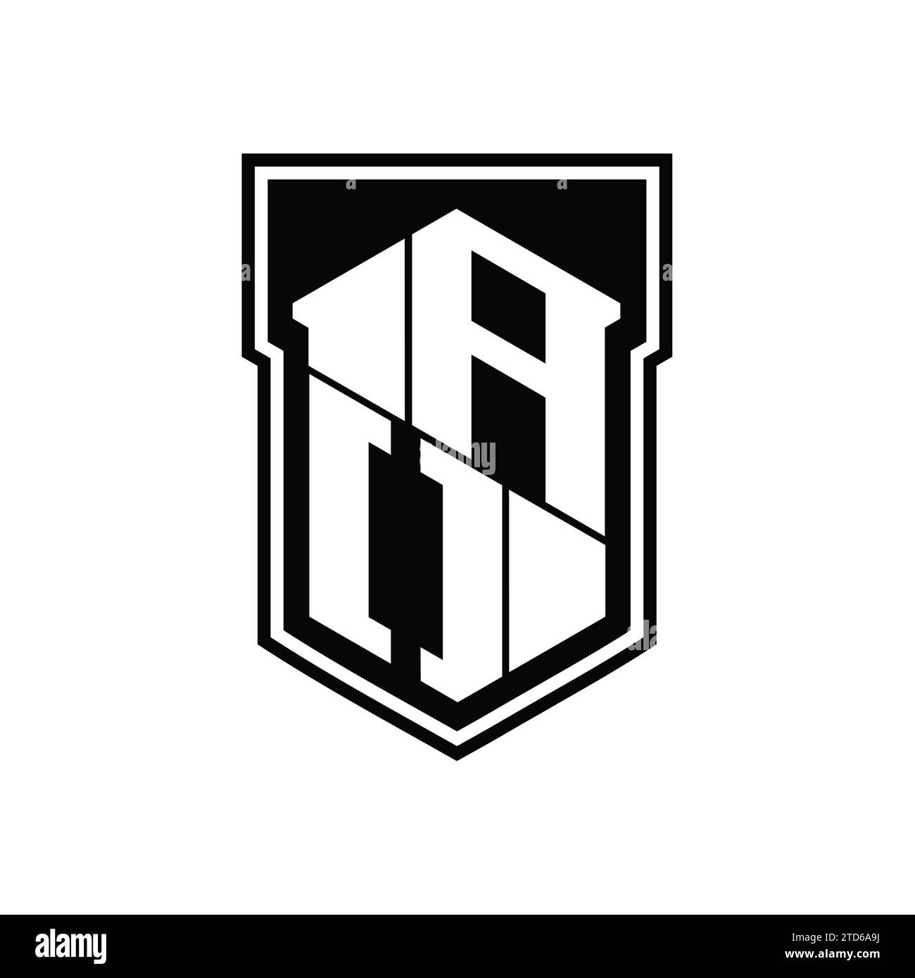 AO Letter Logo monogram hexagon geometric up and down inside shield ...