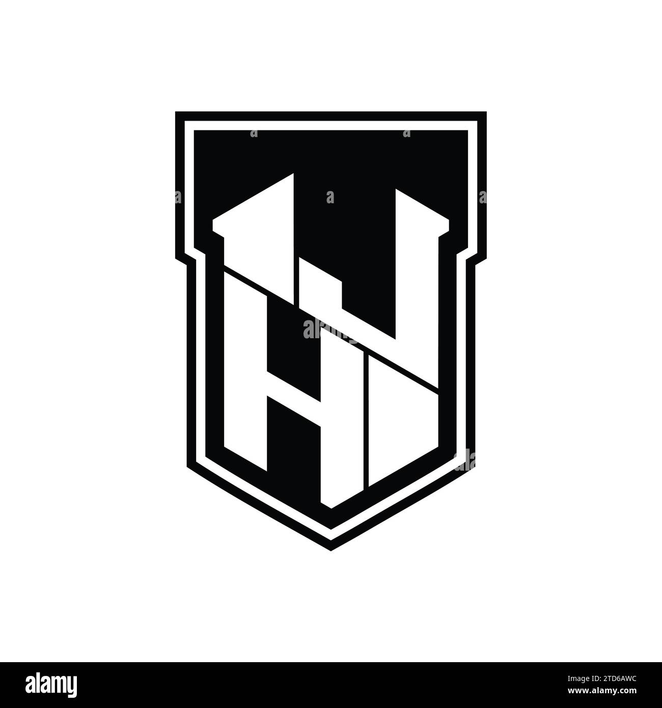 JH Letter Logo monogram hexagon geometric up and down inside shield ...