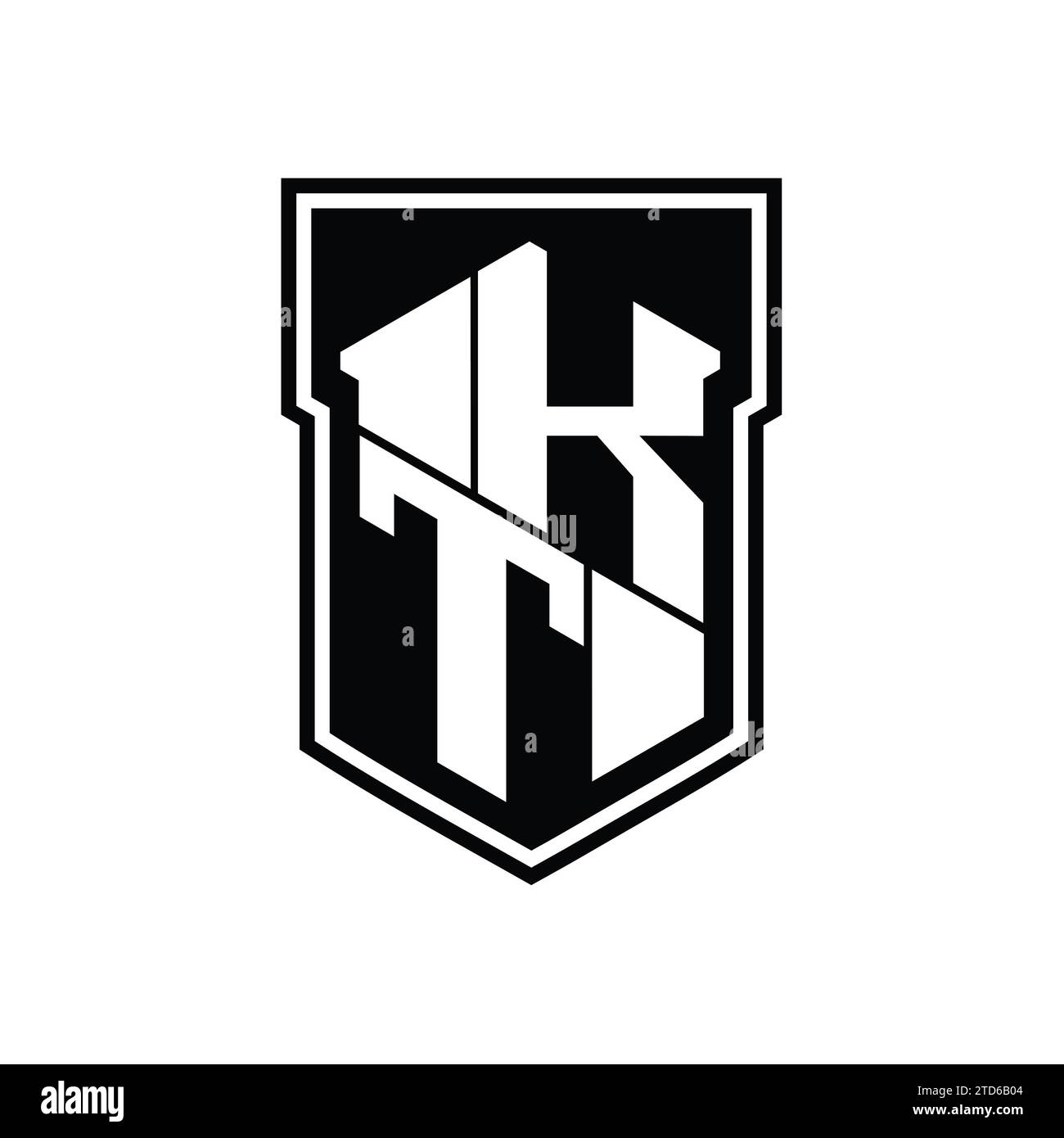KT Letter Logo monogram hexagon geometric up and down inside shield ...