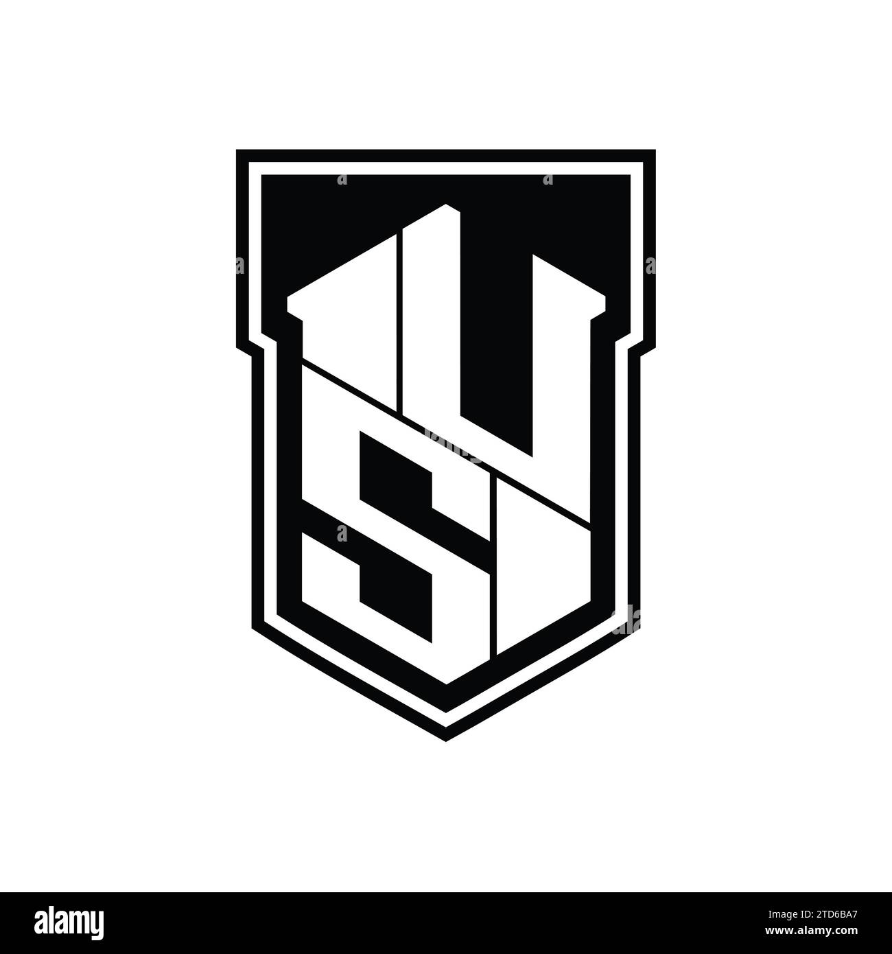 US Letter Logo monogram hexagon geometric up and down inside shield ...