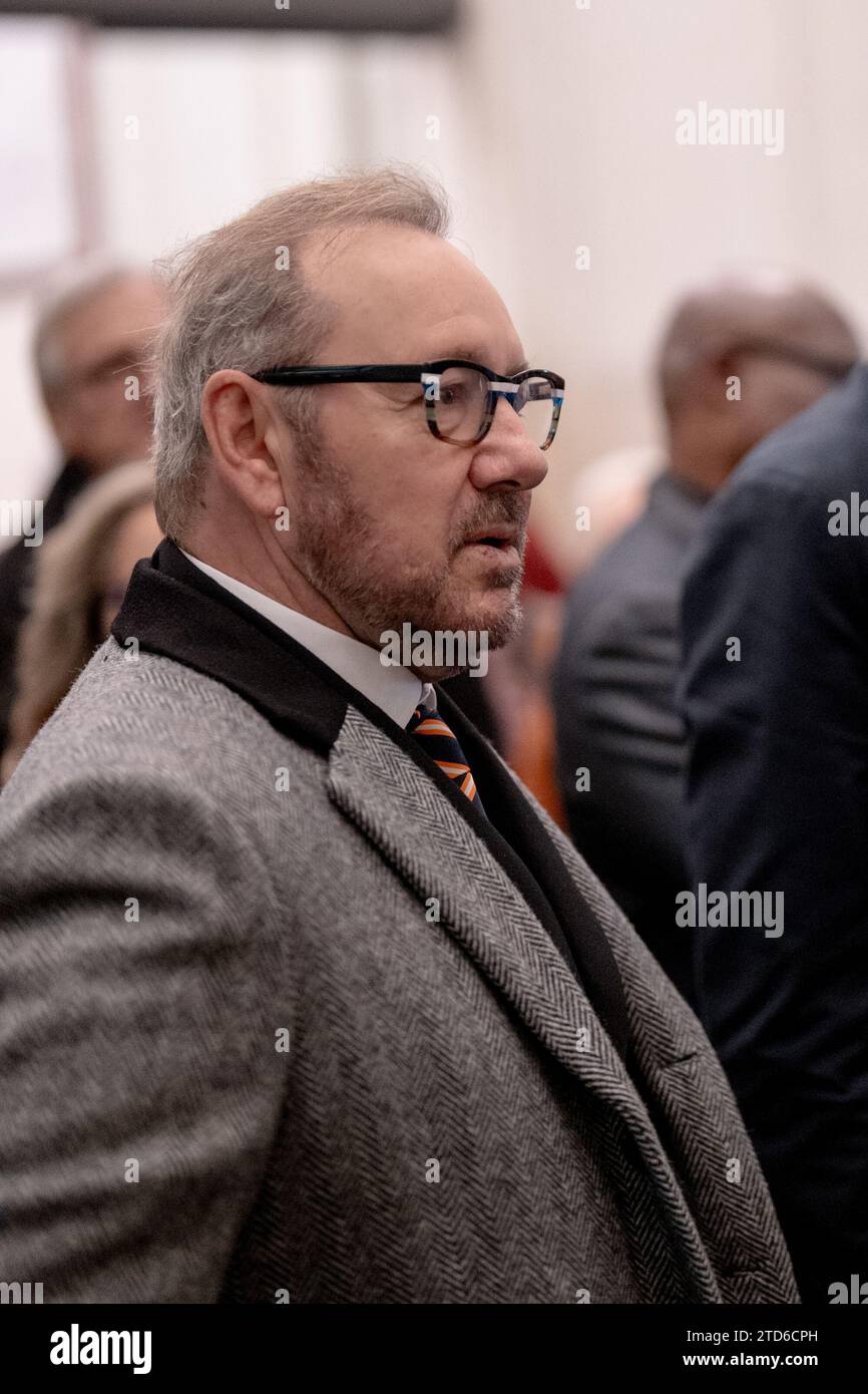Kevin Spacey is attending a screening of readings by himself and Franco Nero of poems by Gabriele Tinti, inspired by 'The Boxer at Rest,' at Palazzo Massimo alle Terme in Rome, Italy, on December 17, 2023. (Photo by Luca Carlino/NurPhoto) Stock Photo