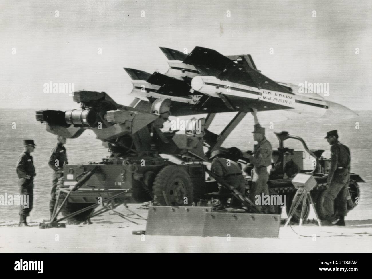 12/31/1961. Torpedo Boats Transfer Missile Projectiles to Cayo Bone, which We See at the time of being Assembled in their Launch Settings. Credit: Album / Archivo ABC Stock Photo