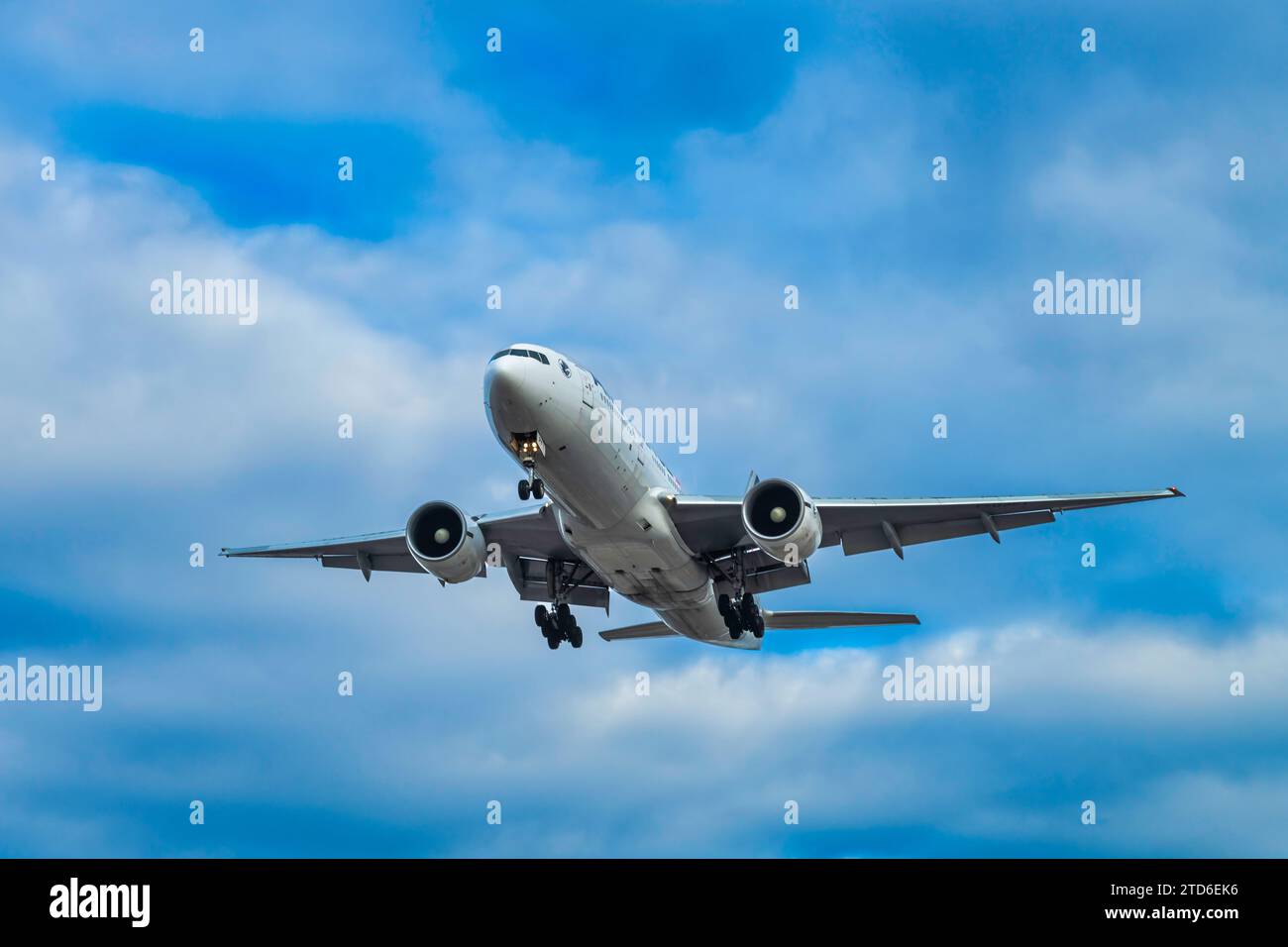 Planes on landing approach in Montreal Stock Photo