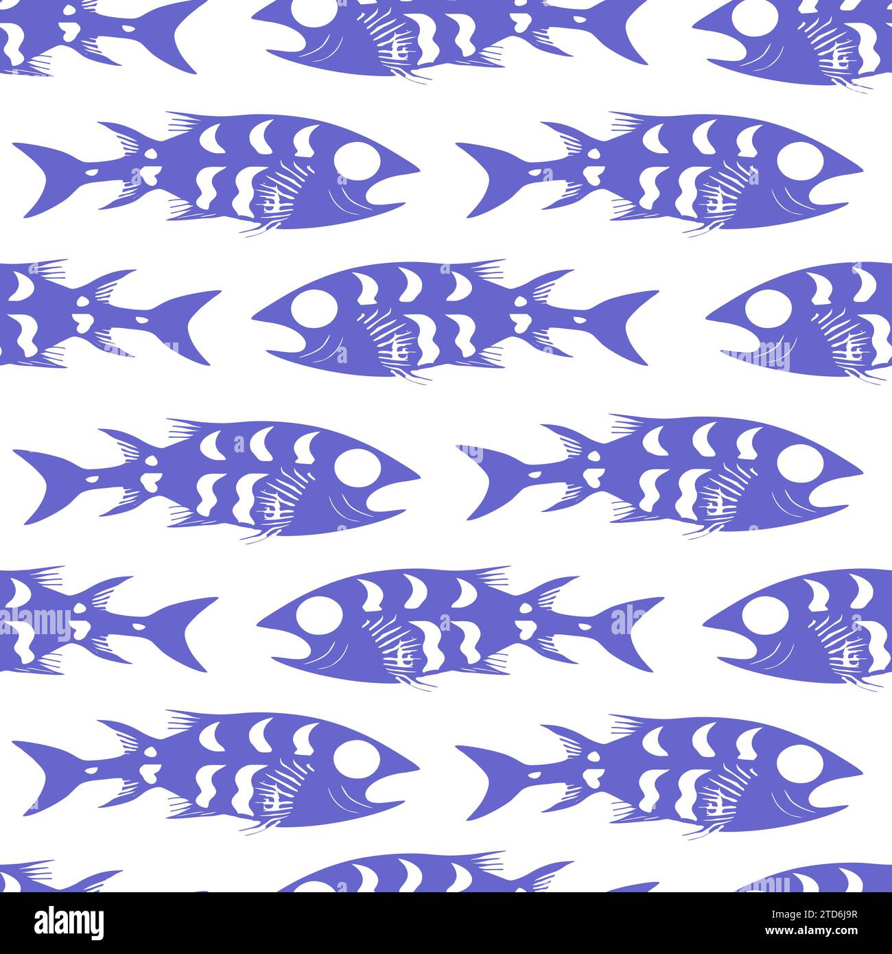 simple seamless pattern of blue graphic fish on a white background ...