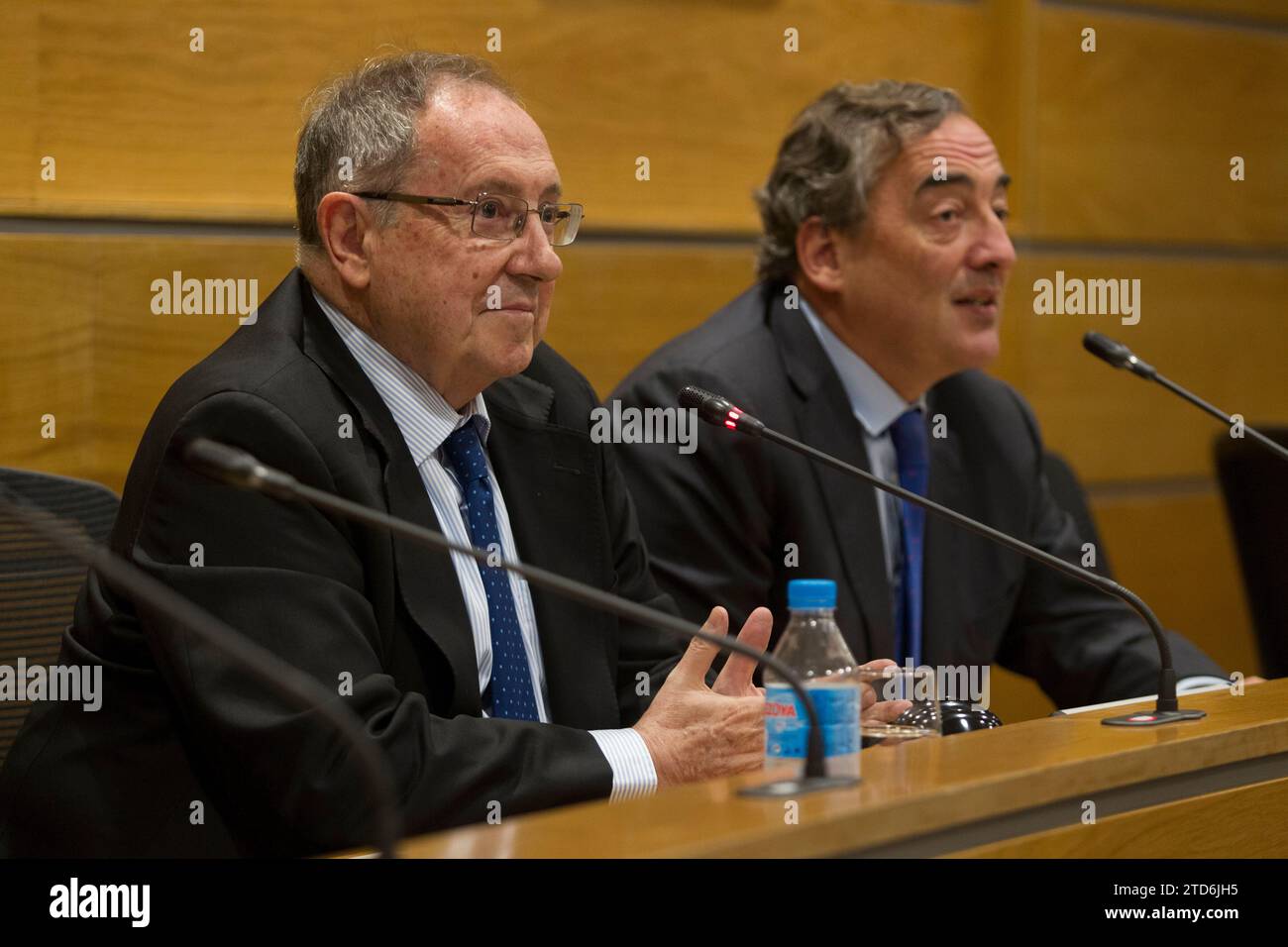 Madrid, 07/07/2015. The president of the Ceoe Joan Rosell and José Luis Bonet at a Press conference. Photo: Isabel Permuy Archdc. Credit: Album / Archivo ABC / Isabel B Permuy Stock Photo