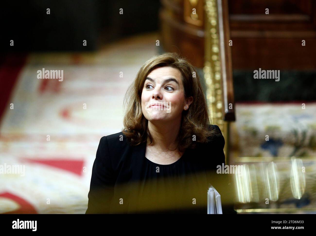 Madrid. November 12, 2014. Soraya Saenz de Santamaria in the plenary session of Congress. Photo Oscar del Pozo Archdc. Credit: Album / Archivo ABC / Oscar del Pozo Stock Photo