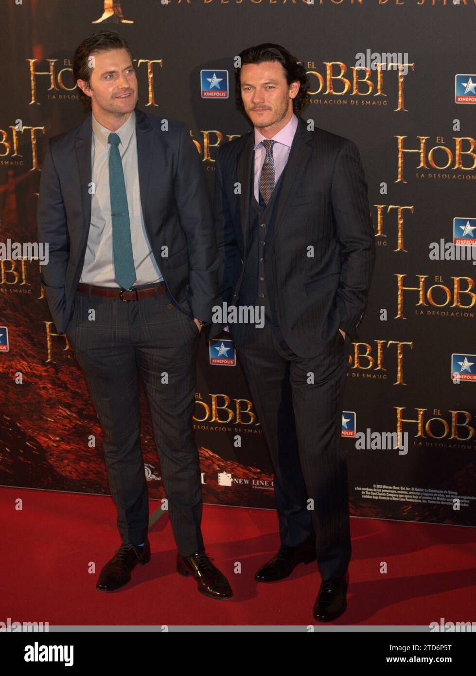 11/12/2013. Kinepolis. Madrid. Spain. Premiere of the hobbit: the desolation of smaug. Actors Luke Evans and Richard Armitage have posed for fans and photographers ahead of the film. Photo: Saint Bernard. Archdc. Credit: Album / Archivo ABC / Eduardo San Bernardo Stock Photo