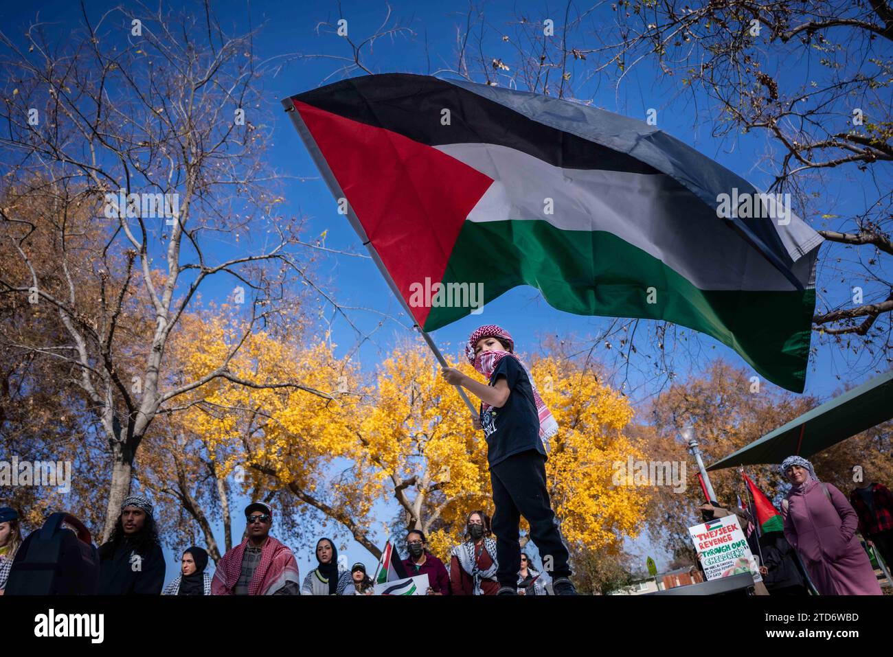 Bakersfield, California, USA. 16th Dec, 2023. Activists calling