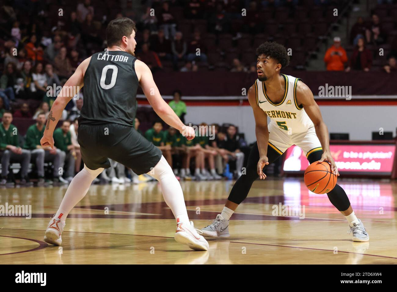 December 16, 2023 Vermont Catamounts guard Brenton Mills (5) controls